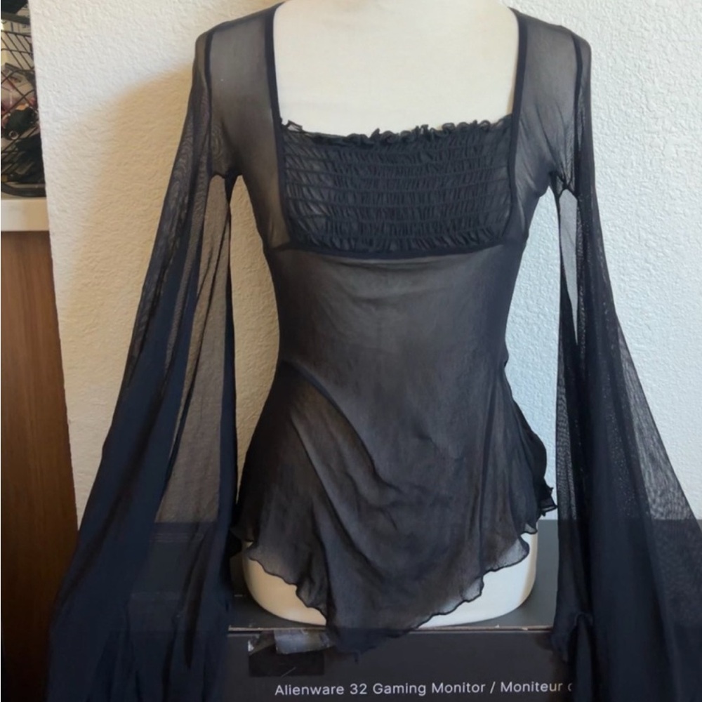bebe Black Sheer Blouse